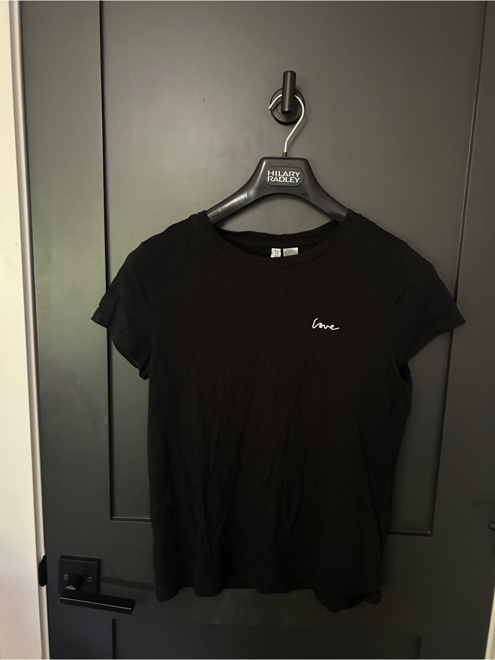Divided Black Tee with 'love' Script